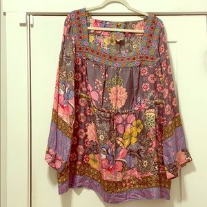 EXQUISITE Large Johnny Was Silk Tunic